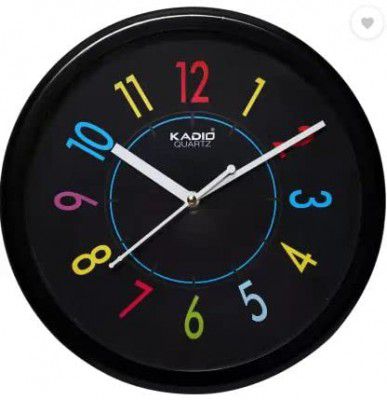 Kadio Analog 24.5 cm. X 24.5 cm. Wall Clock (Black, with Glass, Standard)
