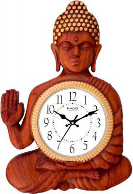 Kadio Analog 42 cm X 28 cm Wall Clock (Brown, With Glass, Standard)