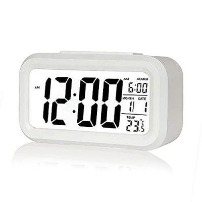 Kadio Digital Alarm Clock,Battery Operated Small Desk Clocks (White)