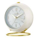 kadio Metal Silent Table Analog Alarm Clock No Ticking, Lighted On Demand and Battery Operated, Beep Sounds, Small Desk Clock(White), 8.5 Centimeters...