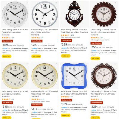 Amazon : Upto 80% OFF - Kadio Wall Clock | Starts At ₹162