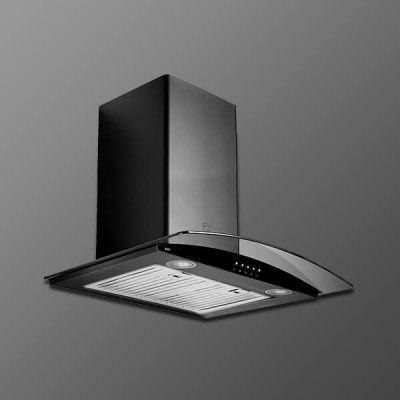 KAFF 60 CM Auto Clean Curved Glass Kitchen Chimney, 1000 m3/hr Suction Capacity with Push Button, Heavy Duty Baffle Filter (LUXOR DHC 60, Black)