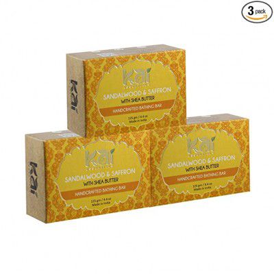 Kai Essentials Sandalwood & Saffron Handmade soap/Bathing Bar -125g (Pack of 3)