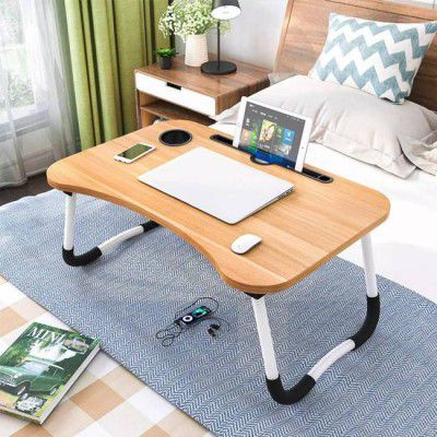 KAIZONE Multipurpose Foldable with Cup Holder, Study (Finish Color - Brown, Pre Assembled)