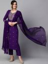 KALINI Floral Embroidered Regular Kurta With Trousers & Dupatta...