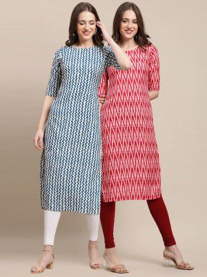 KALINI Women Pack of 2 Geometric Printed Crepe Kurtas