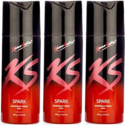 Kamasutra KS Spark Spark Spark Deodorant Spray - For Men  (450 ml, Pack of 3)