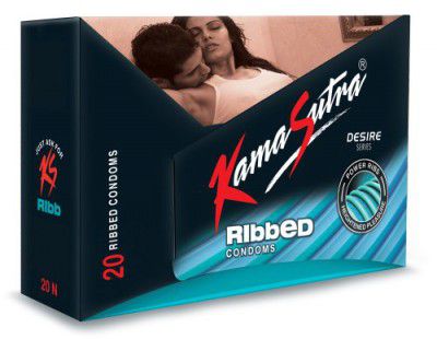 KamaSutra Ribbed Condom for Men | Ribbed | Combo Pack of 20