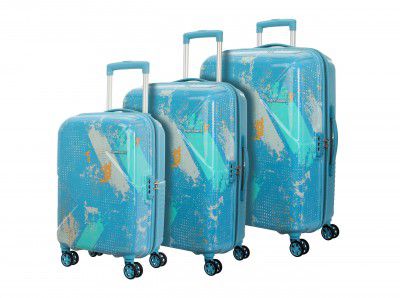 Kamiliant by American Tourister ATHER | Printed Trolley Bag Set of 3 | Sea Blue