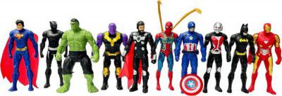 KAMMATESWARA Super Hero Action Figure Toy Set of 10  (Multicolor)