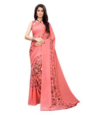 KANCHNAR Women's Georgette Saree With Blouse Piece