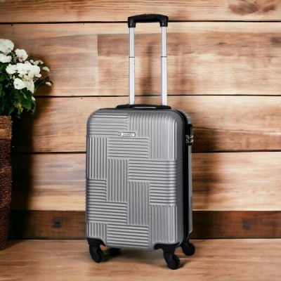 Kandel London Small Cabin Suitcase (57 cm) Hard Sided ABS and PC 4 Wheel Spinner, Expandable Bag with Combi Lock (ZX-745837) - Silver