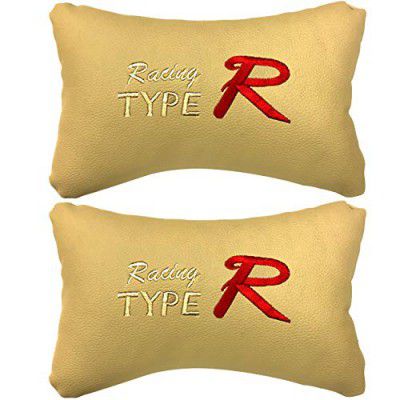 Kandid Beige Universal Neck Rest Pillow Faux Leather Material in Type R Design for All Cars_720
