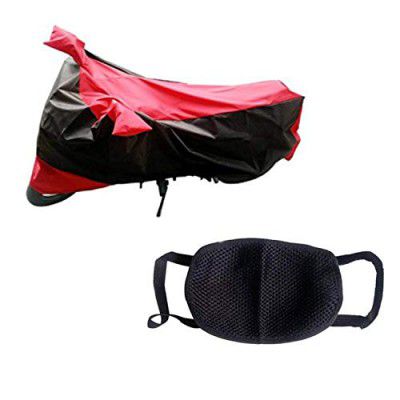 Kandid Bike Body Cover with Pollution Mask for Bajaj Avenger Street 160 (Red Black)