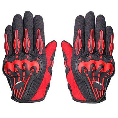 Kandid Cycling Motorcycle Protective Full Finger Gloves (Large, Red, Set of 2)