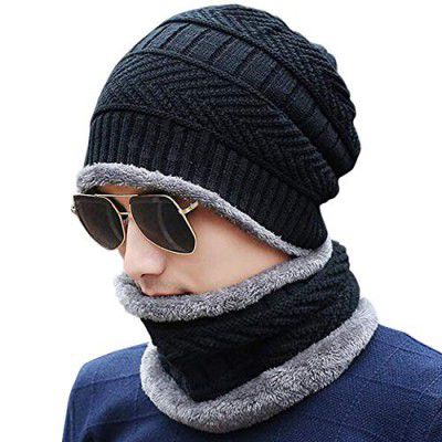 Kandid Wool Beanie Cap & Muffler for Mens & Women | Winter Cap for Men |Soft Woolen Muffler & Cap for Men & Women Black