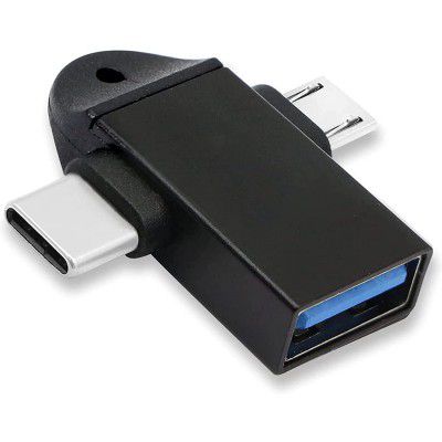 Kanget 2 in 1 Type C and Micro OTG Male to USB A 3.0 Female OTG Adapter for All Android Devices & MacBooks (Silver)