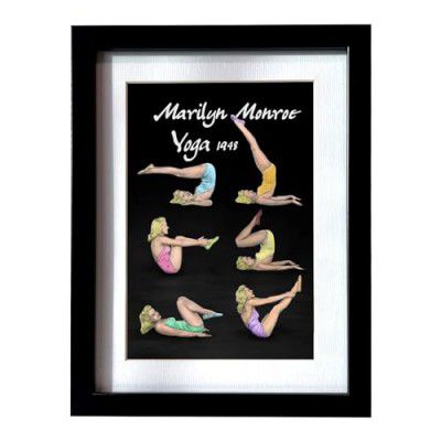 KANOOCHOO Marilyn Monroe 1948 Yoga Posture Wall and Desk Frame, Home Decor, Hollywood Classical Legend, Vintage Art - Small, Medium and Large Size (Medium (11.50 Inch x 14.50 Inch))