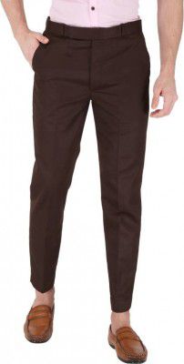 KANU FASHION WORLD  Men Regular Fit Brown Cotton Blend Trousers
