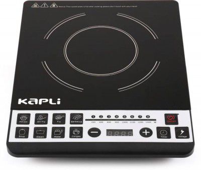 KAPLI Induction Cooktop with 1400W ABS Plastic Power Source Induction Cooktop (Black, Push Button)