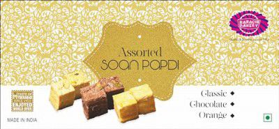 Karachi Bakery Assorted Soan Papdi Classic Orange Chocolate | Gift Pack |, 600gm