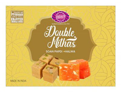 Karachi Bakery Double Mithas [Soan Papdi, 200gm| Halwa, 200gm]Gift Pack, 400gm
