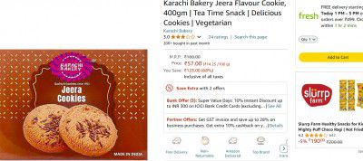 Karachi Bakery Jeera Flavour Cookie, 400gm | Tea Time Snack | Delicious Cookies | Vegetarian