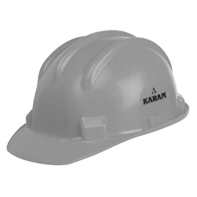 KARAM ISI Marked Safety Helmet for Construction & Outdoor Activities | Adjustable Chin Strap & Manual Type Adjustment | Lightweight, Comfortable & Durable Hard Hat | Grey | PN501(Grey)