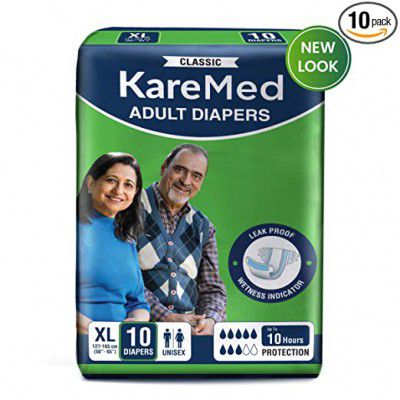 KareMed Adult Diaper Extra Large,Waist Size 127-165cm (50- 65),10 Pcs