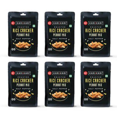 Kari Salt Pepper Rice Cracker & Peanut Mix - (18g x Pack of 6), Crunchy Japanese Snacks | Roasted, Non-Fried | Healthy Snacks | 100% Vegetarian | Party Snacks