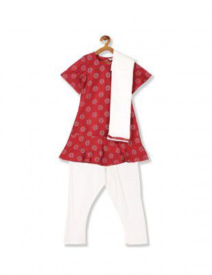 Karigari by Unlimited Girl's Cotton Salwar Kameez with Dupatta