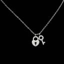 Karishma Kreations  Western Lock Key Heart Pendant Chain Necklace Sterling Silver Locket Silver, Gold-plated, Platinum, Titanium Cubic Zirconia, Crystal Stainless Steel, Alloy, Brass Pendant...