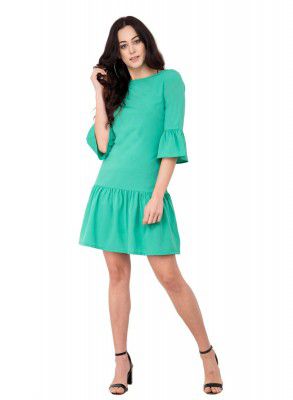 Karmic Vision Womens Crepe Green Mini Dress