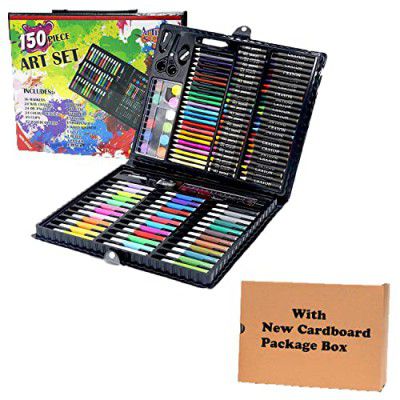KARP Children Deluxe Art Drawing Set for Kids Case Studio Art and Craft Supplies Drawing and Painting Set Great Gift (150 Pieces Art Set In Plastic Case)