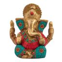 Kartique Brass Ganesh Bhagwan Idol Ganesha Statue Ganpati Murti for Home Multicolored Stone Height 4.5 Inch (1)...