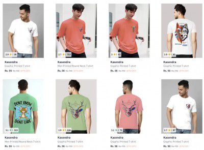 Myntra : Upto 87% Off On Kasendra Mens Tshirts