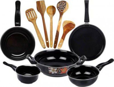 Kashvi Premium Quality Induction Bottom Non-Stick Coated Cookware Set  (Cast Iron, 10 - Piece)