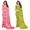 KASHVI SAREES Women's Printed Georgette Saree With Unstitched Blouse Piece (Pack Of 2)...