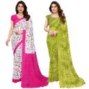 KASHVI SAREES Women's Printed Georgette Saree With Unstitched Blouse Piece (Pack Of 2)...