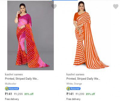 kashvi Womens sarees Starting @ ₹141