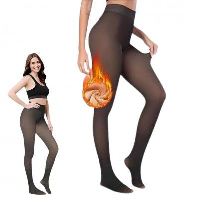 Kaththai Fleece Leggings for Women Ultimate Warm Thermal Wear, Soft Touch Woolen Skinny Thicken Fake Translucent Tights Fleece Leggings(Free Size)(Waist:26 to 34Inch) (Fake Translucent)
