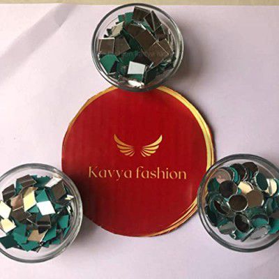 Kavya fashion Mirror kit for Jewellery Making,Other Craft Work Like Project & lippan Art, mud Work Decoration (Total 300 Pieces, 100 Piece of Each Shape) Free Fabric Glue Cone (Combo of 3)