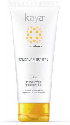 Kaya Sensitive Sunscreen SPF15 UV A & UV B Protection Lightweight Non Sticky Sunscreen Perfume Free & Hypoallergenic Formula Sensitive Skin 75ml