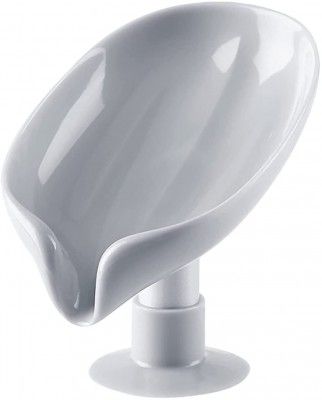 KBS Leaf Shape Soap Holder Stand Self Draining for Bathroom Kitchen Wall Mounted Plastic Soap Dish Tray Cady Bathroom Accessories Set No Drilling Multi Color (Leaf-Shape-1)