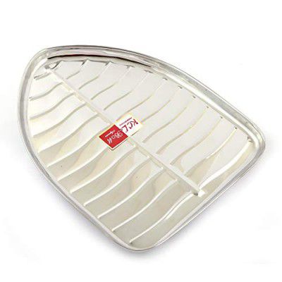KCL Stainless Steel Leaf Shaped Banana Plates/Dinner Plates/Lunch Plates- 6 Unit (Diameter -23.5 Cms) (No. 4, 1)