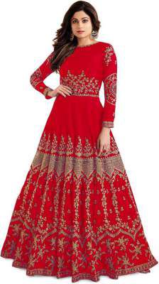 Kedar Fab Embroidered Silk Blend Semi Stitched Anarkali Gown