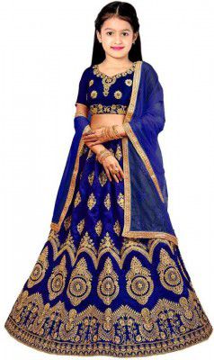 Kedar Fab Girls Lehenga Choli Ethnic Wear Embroidered Lehenga Choli and Dupatta Set