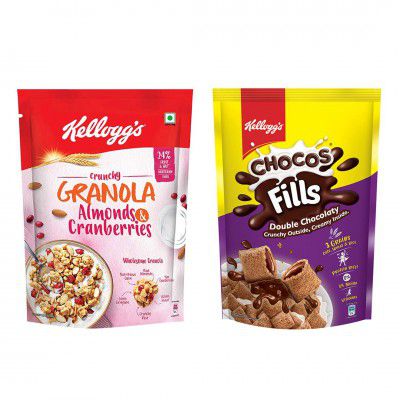 Kelloggs Chocos Fills Double Chocolaty 170g and Granola Almonds & Cranberries 140g Combo Pack