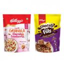 Kelloggs Chocos Fills Double Chocolaty 170g and Granola Almonds & Cranberries 140g Combo Pack...