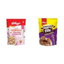 Kellogg's Crunchy Granola Almonds & Cranberries 140g 24% Multigrain Breakfast Cereal + Kellogg's Chocos Fills Double Chocolaty, 3 Grains: Oats, Wheat & Rice, Protein & Vitamin Rich, 0% Maida...